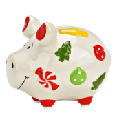 Spardose Schwein (klein) 10044523 , "Weihnachten ~Aufdruck|ohne|#~"